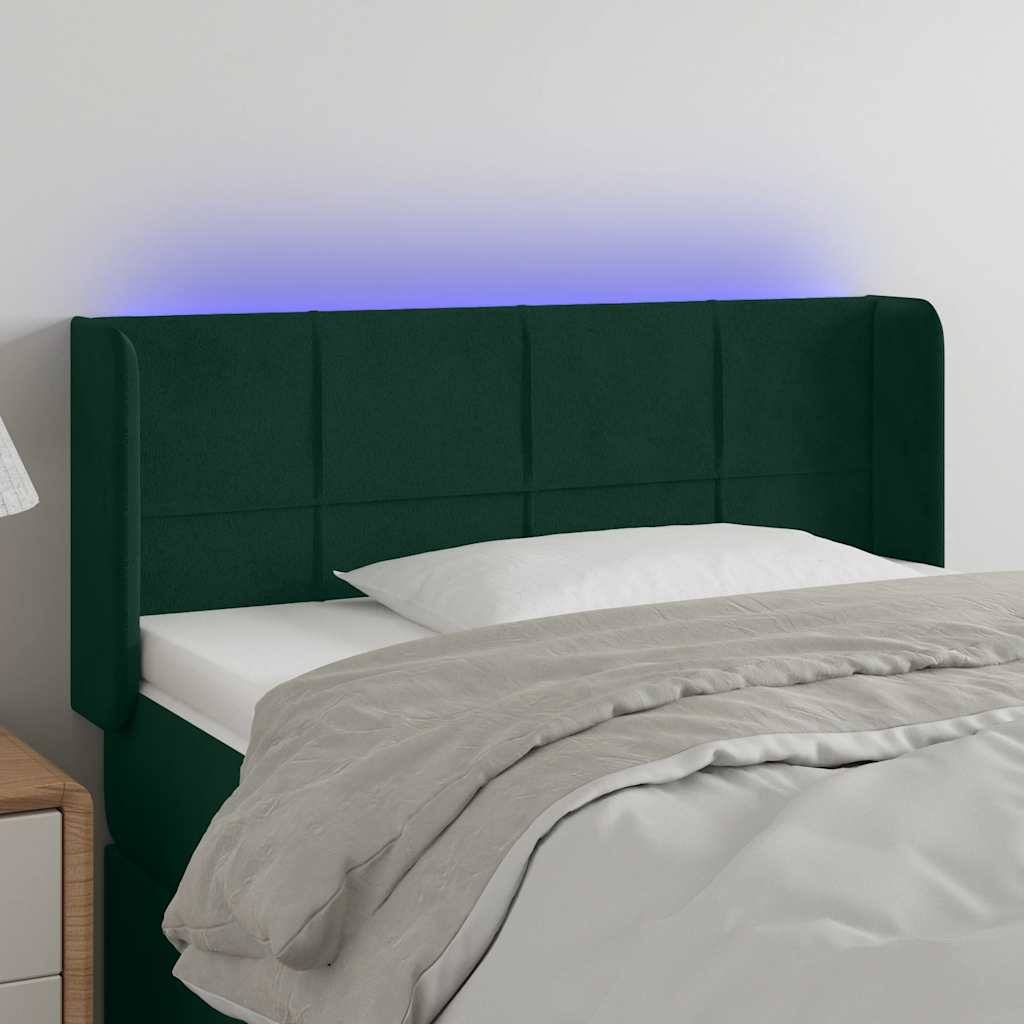 vidaXL LED Kopfteil Dunkelgrün 103x16x78/88 cm Samt