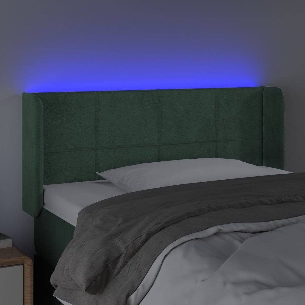 vidaXL LED Kopfteil Dunkelgrün 103x16x78/88 cm Samt