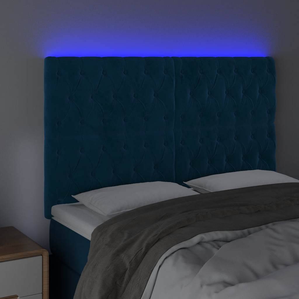 vidaXL LED Kopfteil Dunkelblau 160x7x118/128 cm Samt