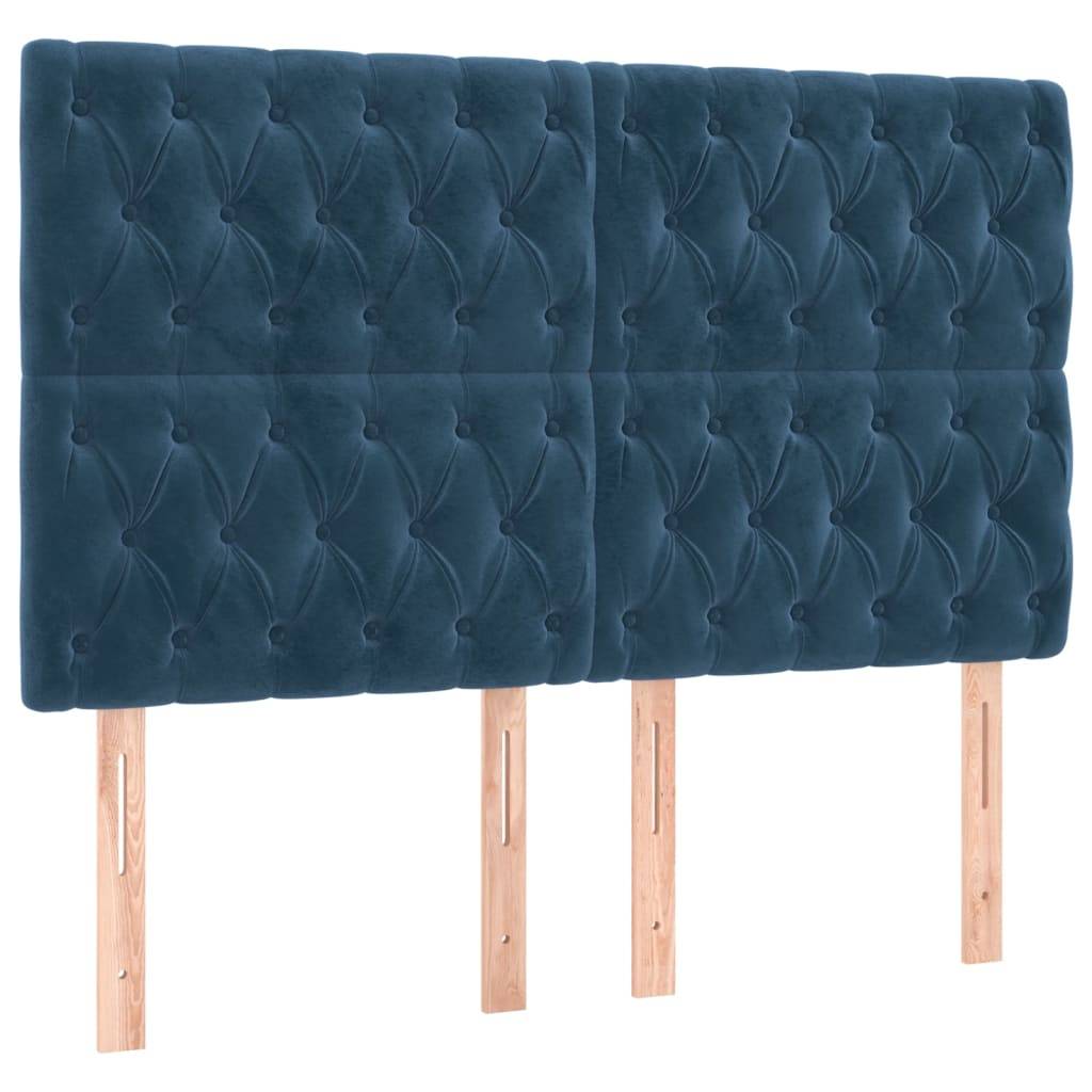 vidaXL LED Kopfteil Dunkelblau 160x7x118/128 cm Samt
