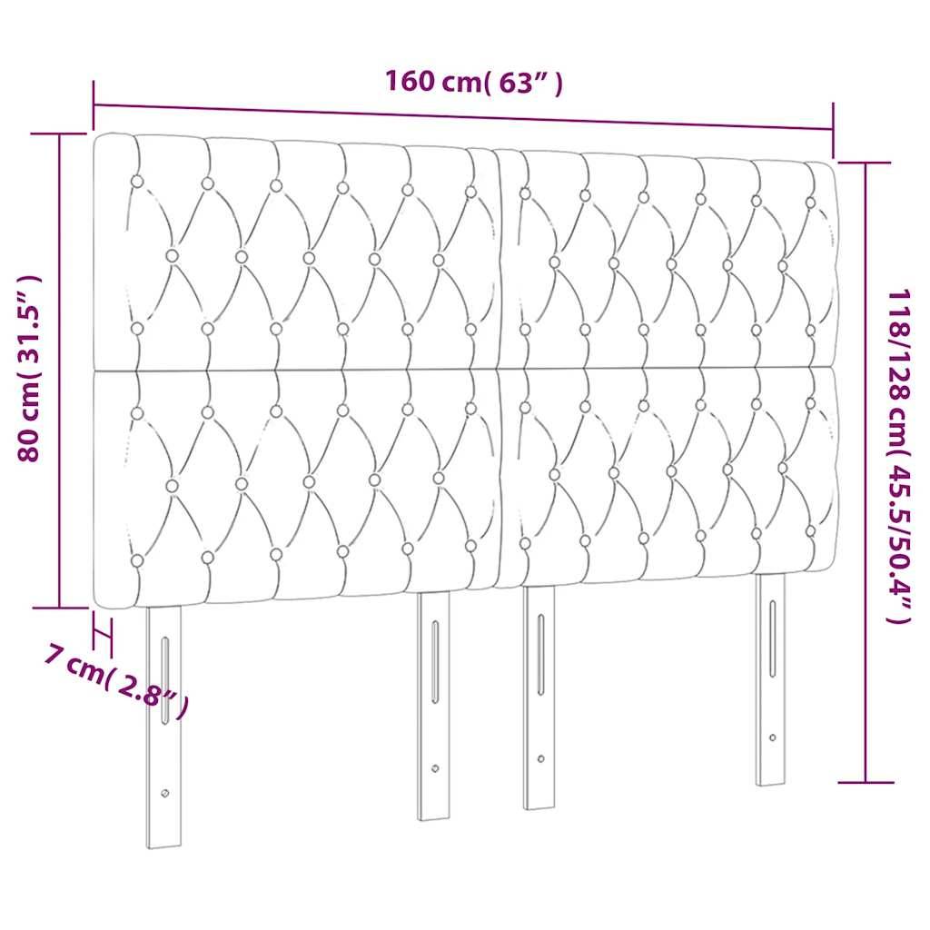 vidaXL LED Kopfteil Dunkelblau 160x7x118/128 cm Samt