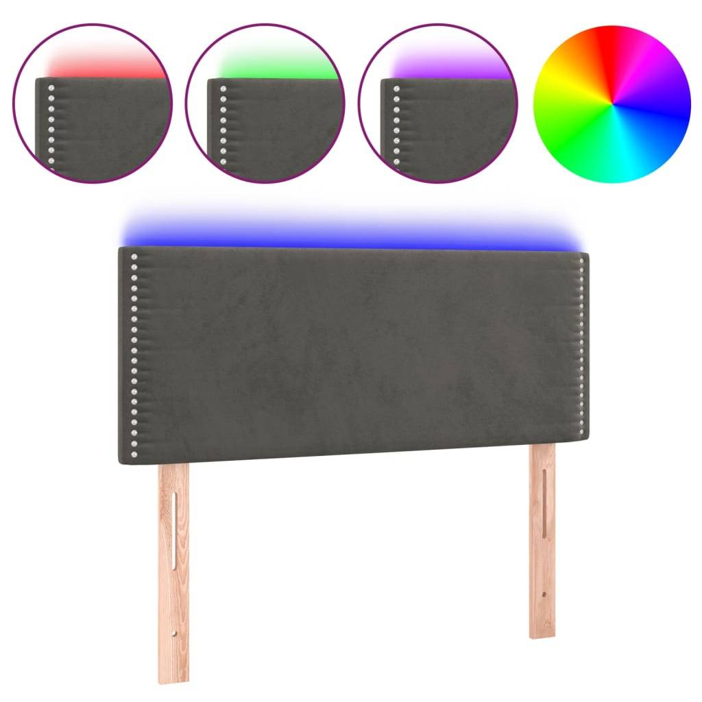 vidaXL LED Kopfteil Dunkelgrau 100x5x78/88 cm Samt