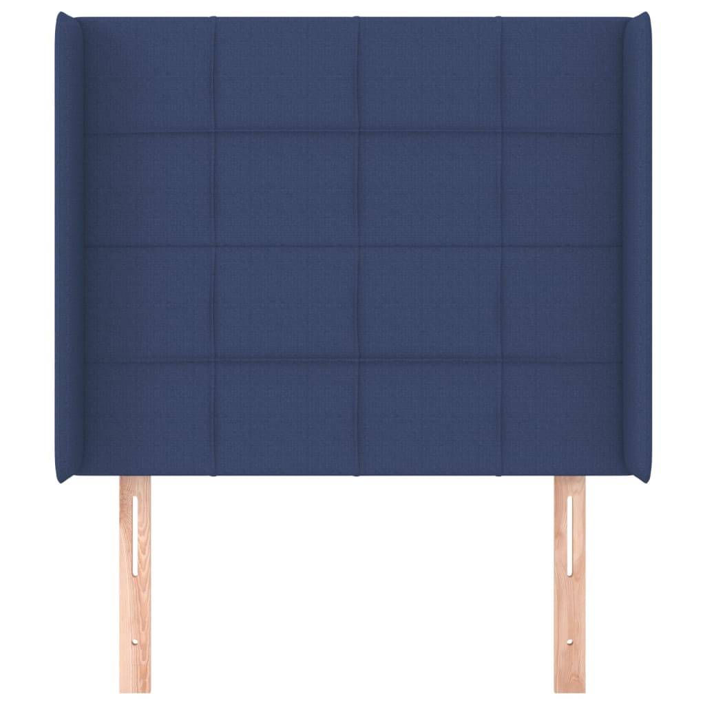 vidaXL Kopfteil mit Ohren Blau 93x16x118/128 cm Stoff