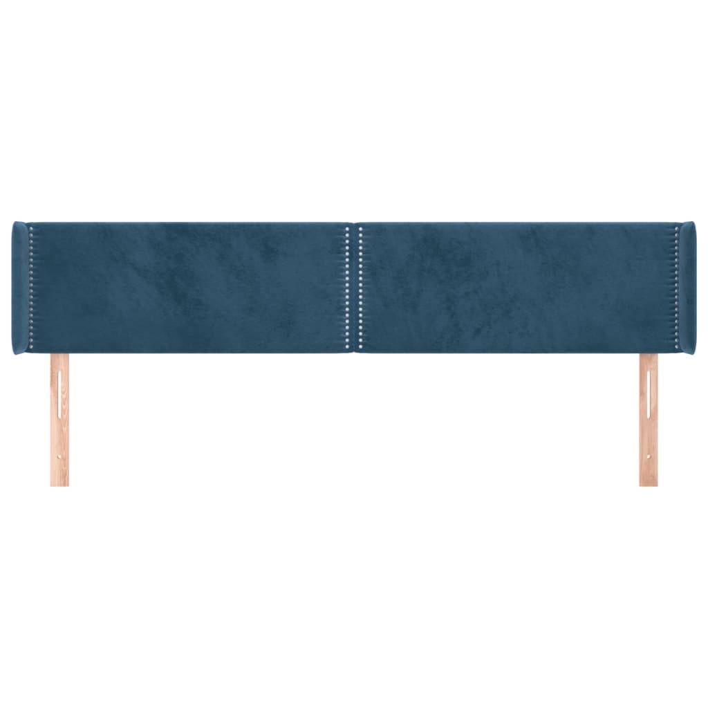 vidaXL Kopfteil mit Ohren Dunkelblau 203x16x78/88 cm Samt