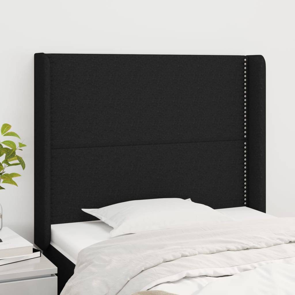 vidaXL Kopfteil mit Ohren Schwarz 83x16x118/128 cm Stoff