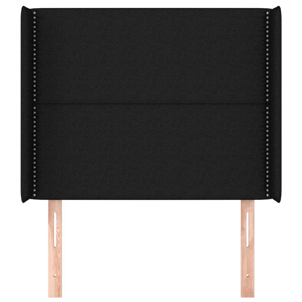 vidaXL Kopfteil mit Ohren Schwarz 83x16x118/128 cm Stoff