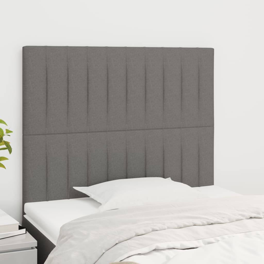 vidaXL Kopfteile 2 Stk. Dunkelgrau 100x5x78/88 cm Stoff
