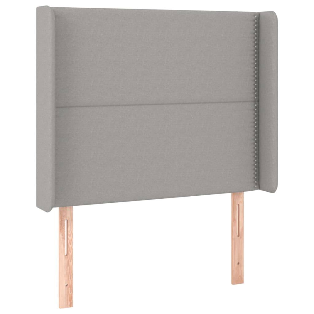 vidaXL LED Kopfteil Hellgrau 93x16x118/128 cm Stoff