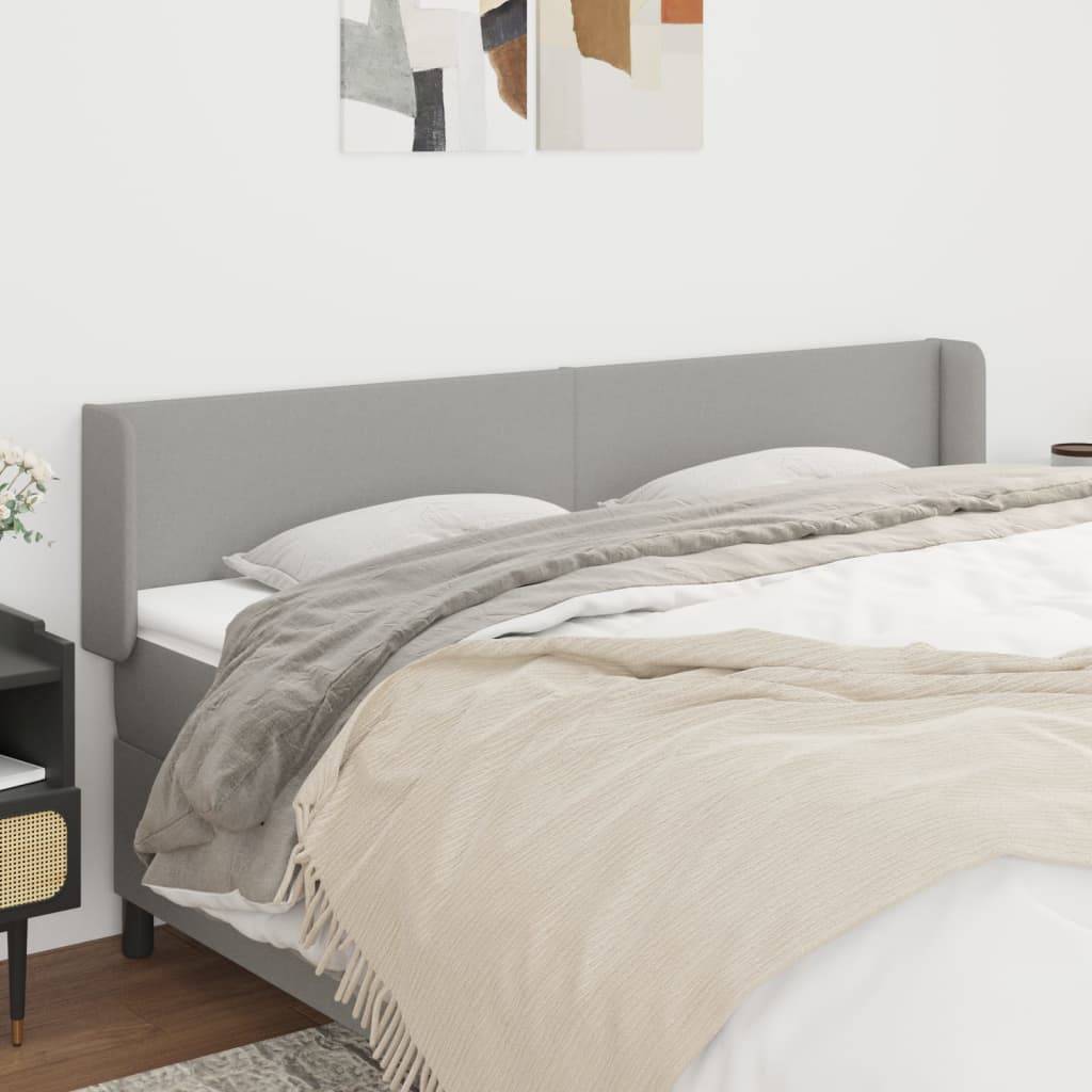vidaXL Kopfteil mit Ohren Hellgrau 183x16x78/88 cm Stoff