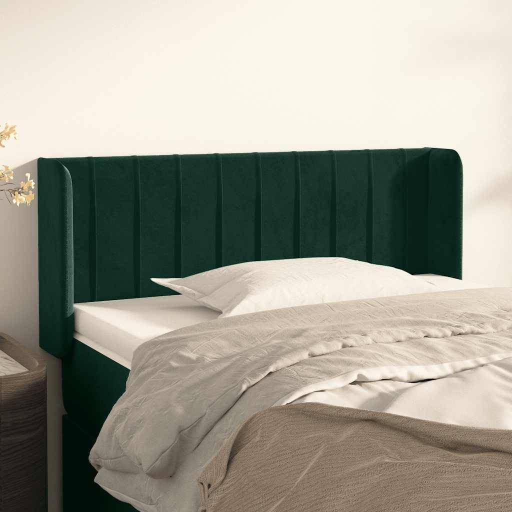 vidaXL Kopfteil mit Ohren Dunkelgrün 83x16x78/88 cm Samt