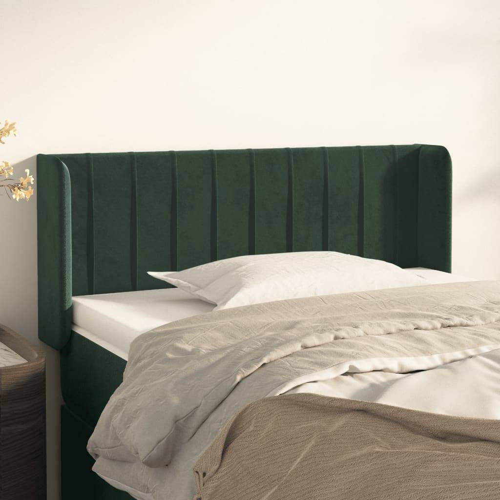 vidaXL Kopfteil mit Ohren Dunkelgrün 83x16x78/88 cm Samt