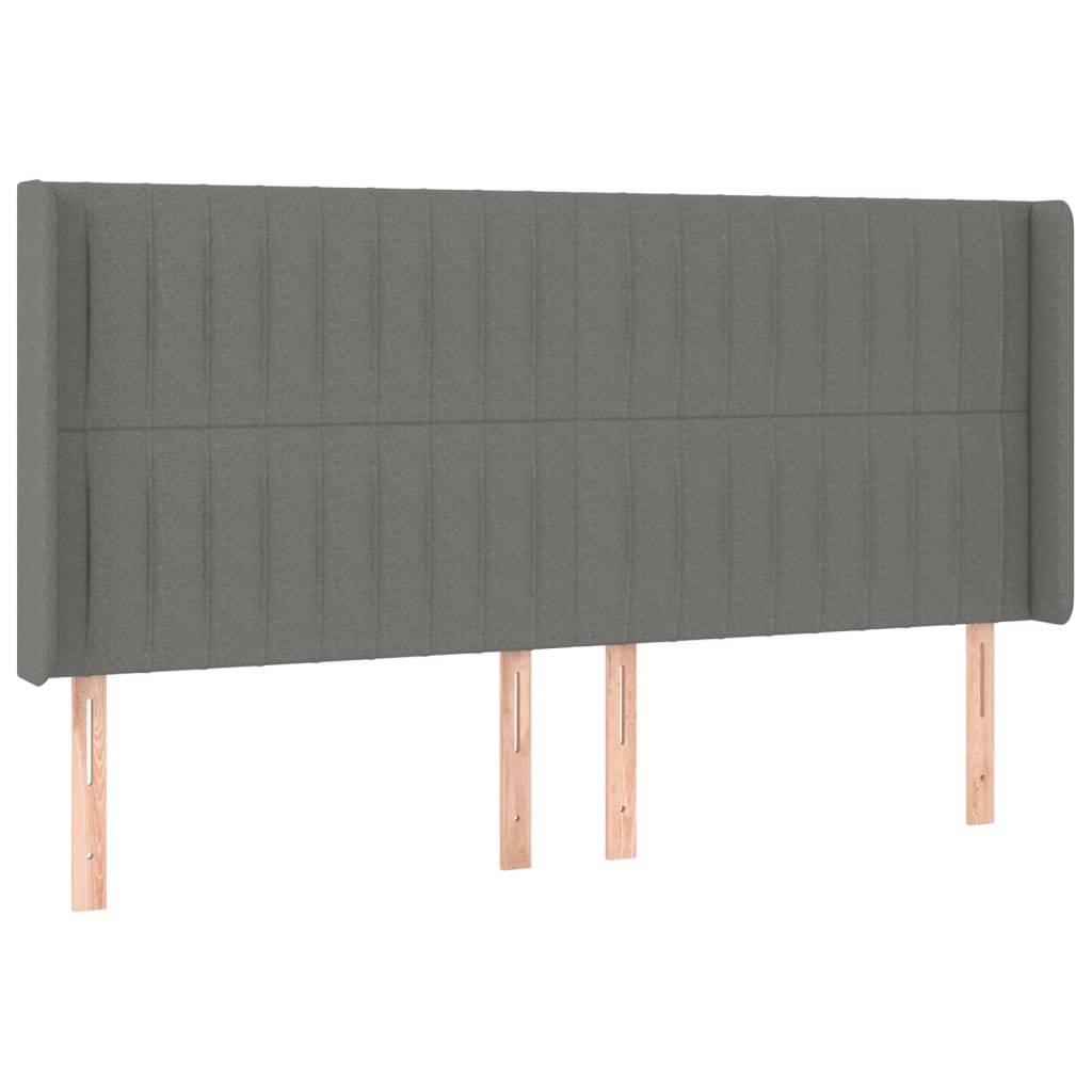 vidaXL Kopfteil mit Ohren Dunkelgrau 203x16x118/128 cm Stoff