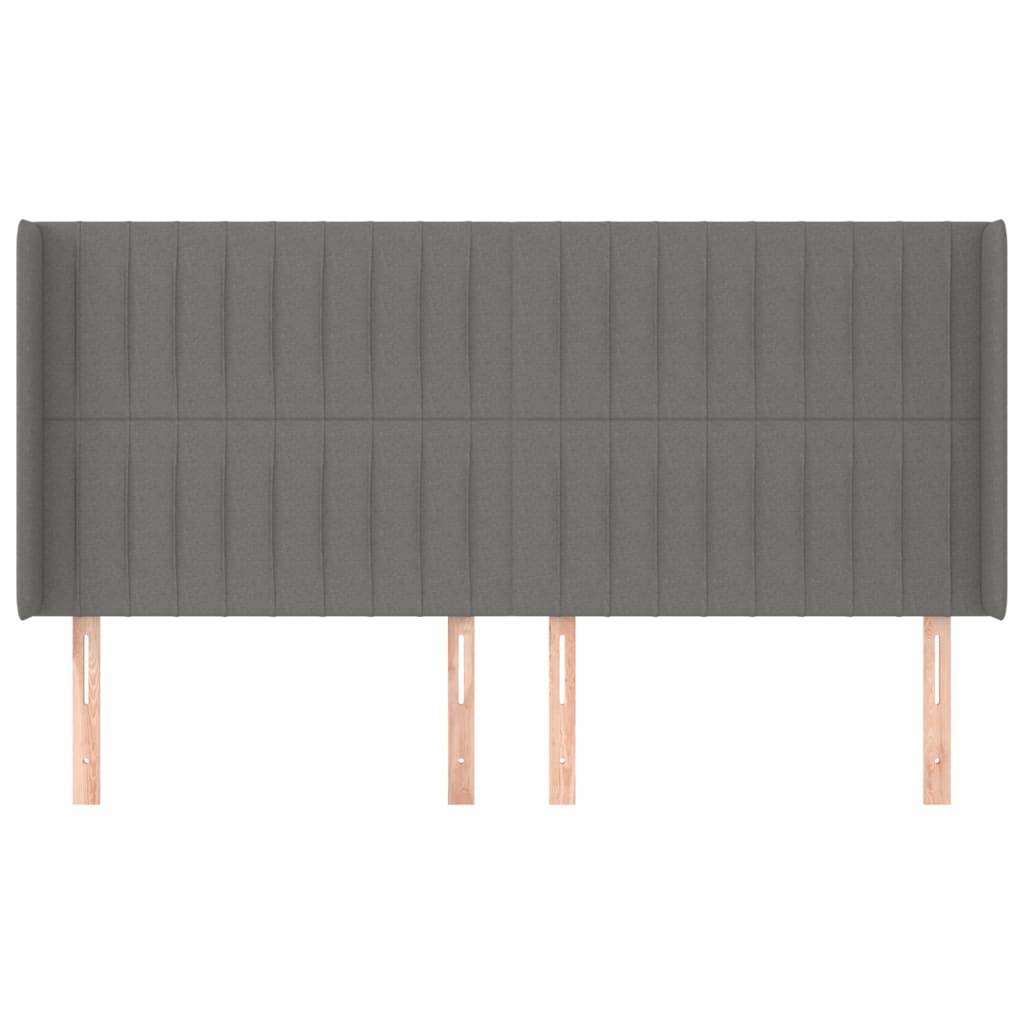 vidaXL Kopfteil mit Ohren Dunkelgrau 203x16x118/128 cm Stoff