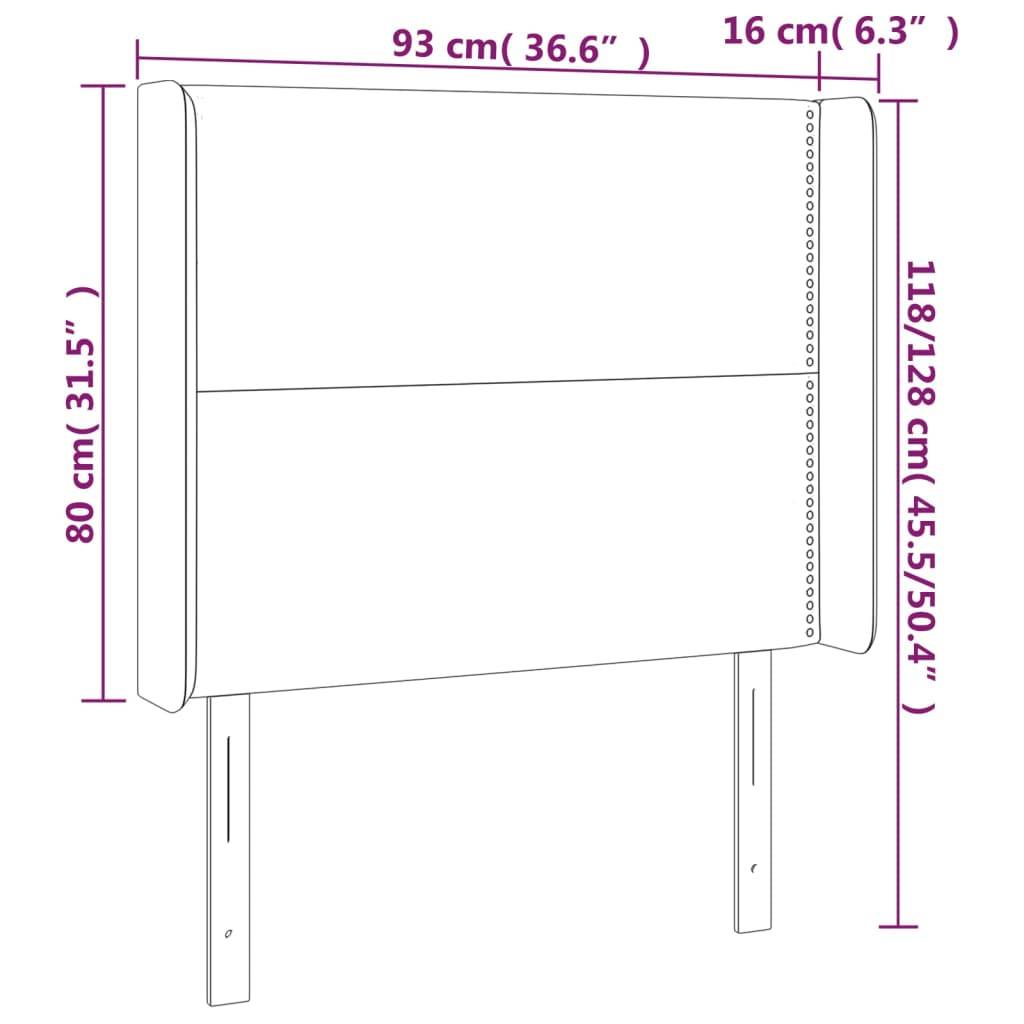 vidaXL LED Kopfteil Schwarz 93x16x118/128 cm Stoff