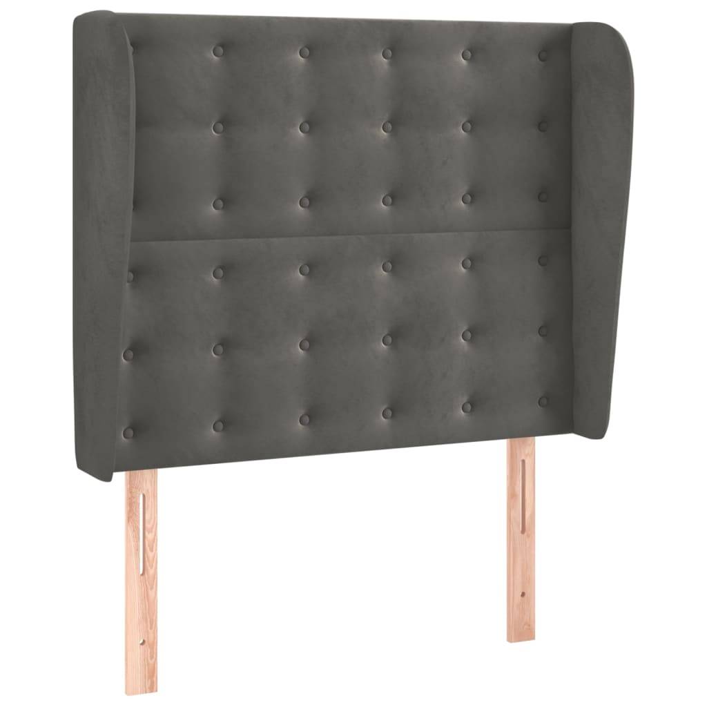 vidaXL Kopfteil mit Ohren Dunkelgrau 93x23x118/128 cm Samt
