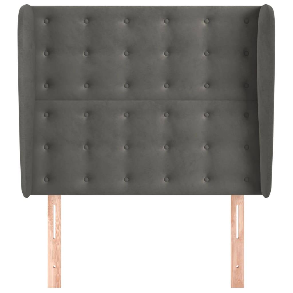 vidaXL Kopfteil mit Ohren Dunkelgrau 93x23x118/128 cm Samt