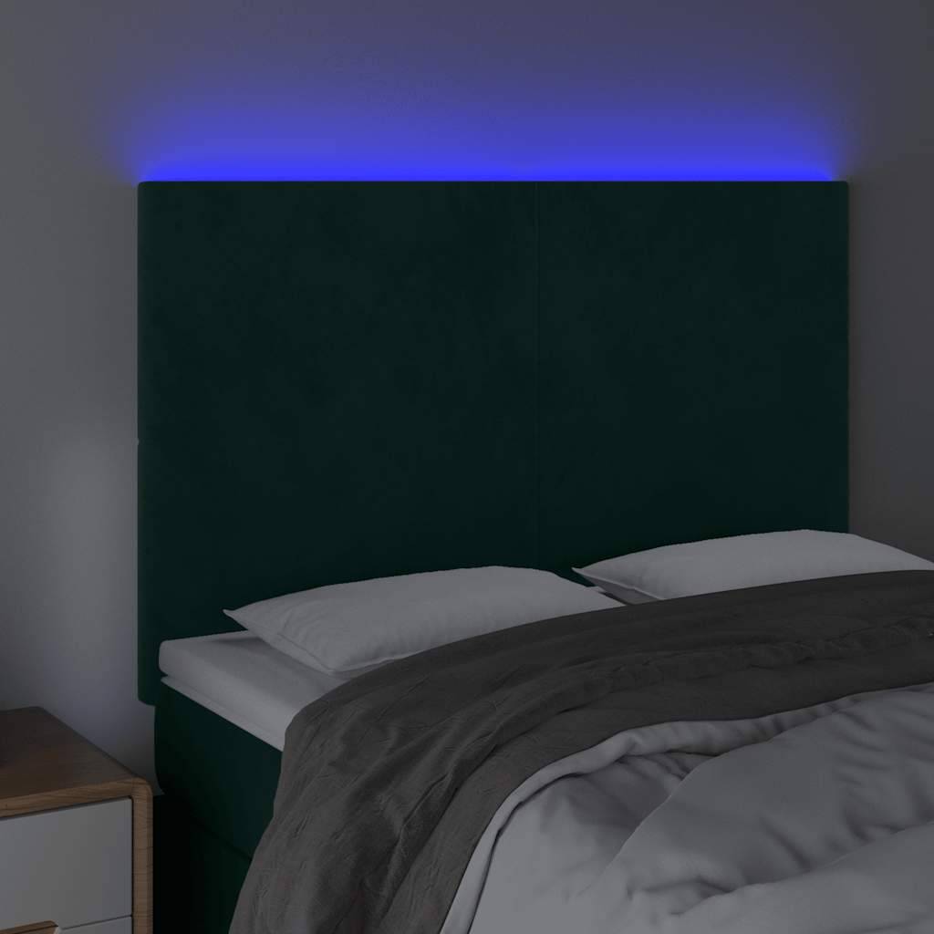 vidaXL LED Kopfteil Dunkelgrün 144x5x118/128 cm Samt