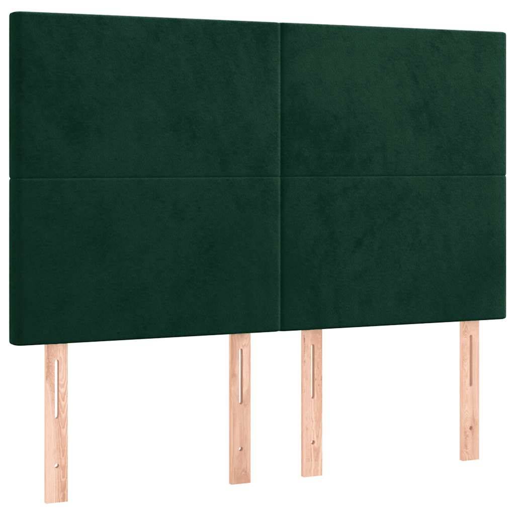 vidaXL LED Kopfteil Dunkelgrün 144x5x118/128 cm Samt