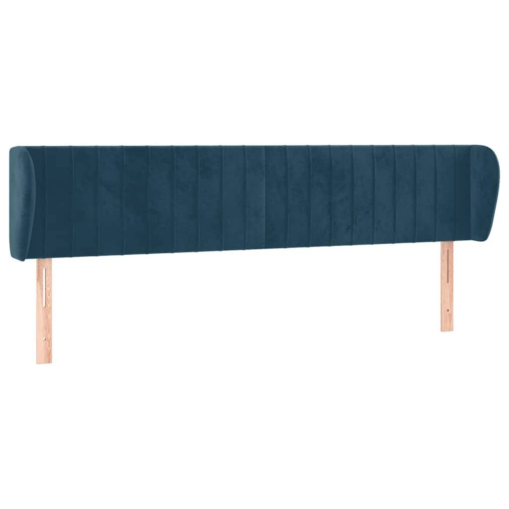 vidaXL Kopfteil mit Ohren Dunkelblau 163x23x78/88 cm Samt