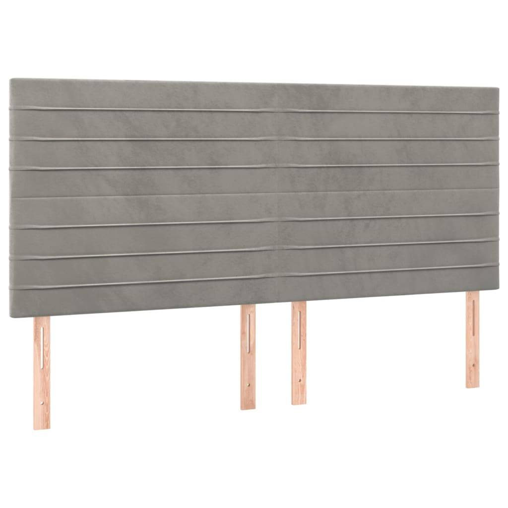 vidaXL LED Kopfteil Hellgrau 160x5x118/128 cm Samt