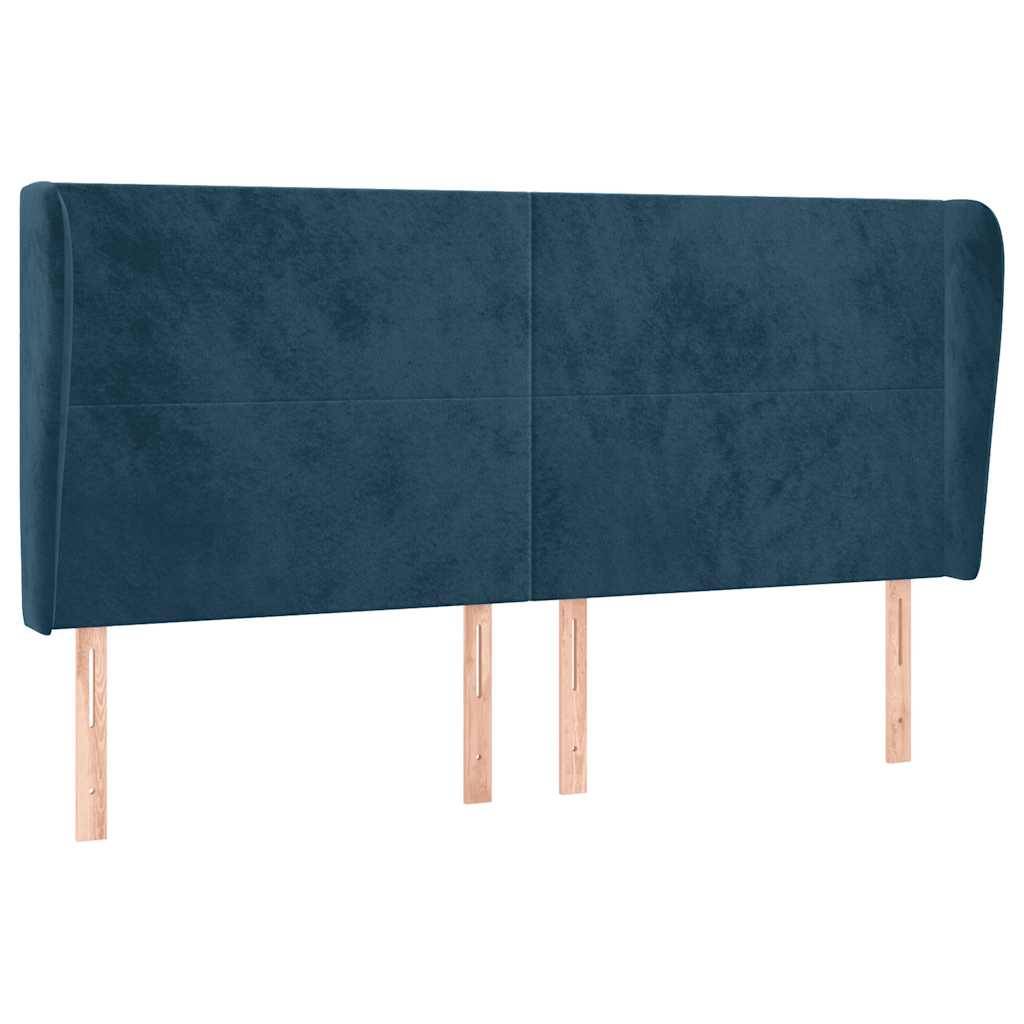 vidaXL Kopfteil mit Ohren Dunkelblau 183x23x118/128 cm Samt