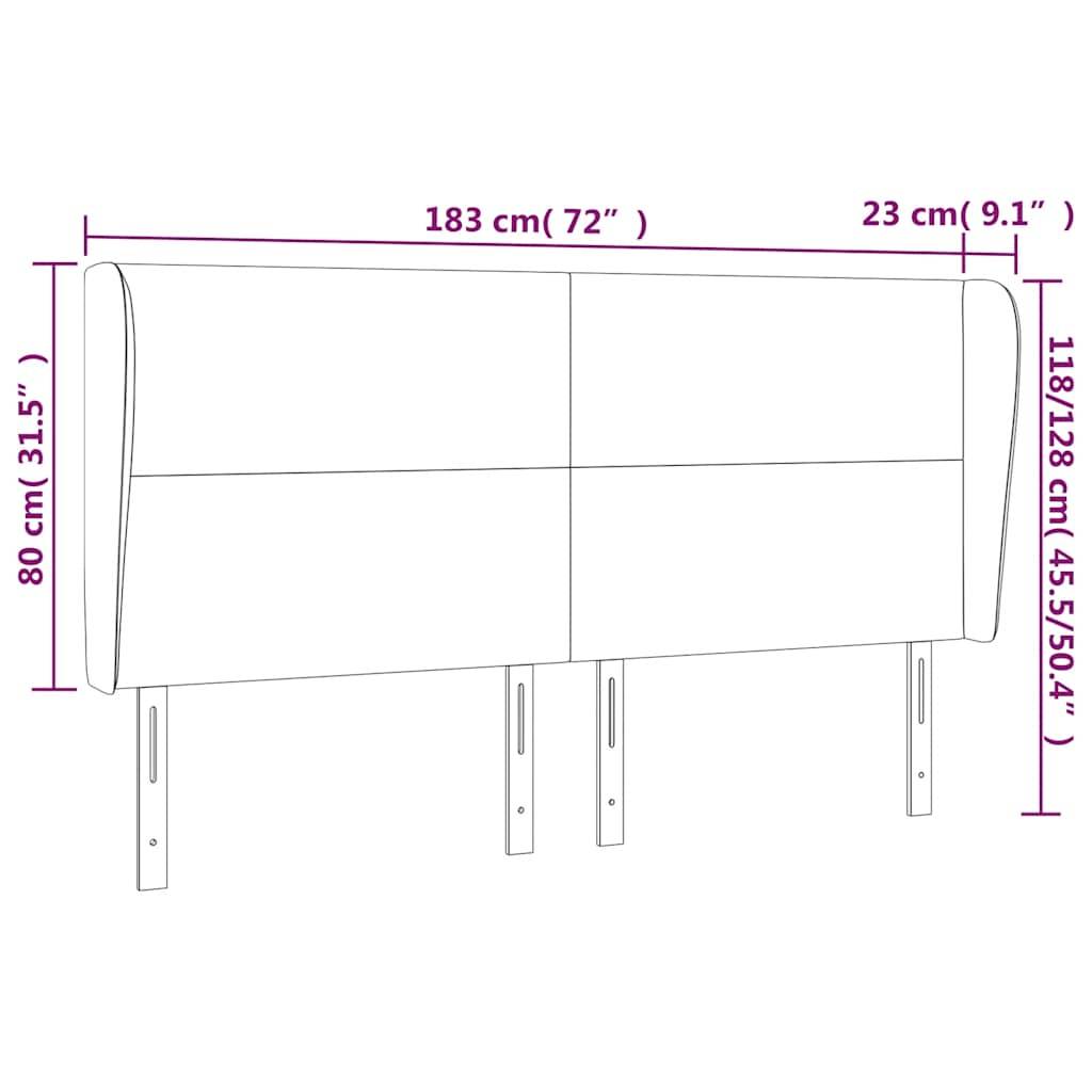 vidaXL Kopfteil mit Ohren Dunkelblau 183x23x118/128 cm Samt