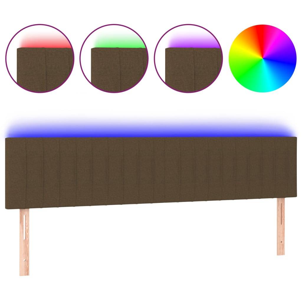 vidaXL LED Kopfteil Dunkelbraun 180x5x78/88 cm Stoff