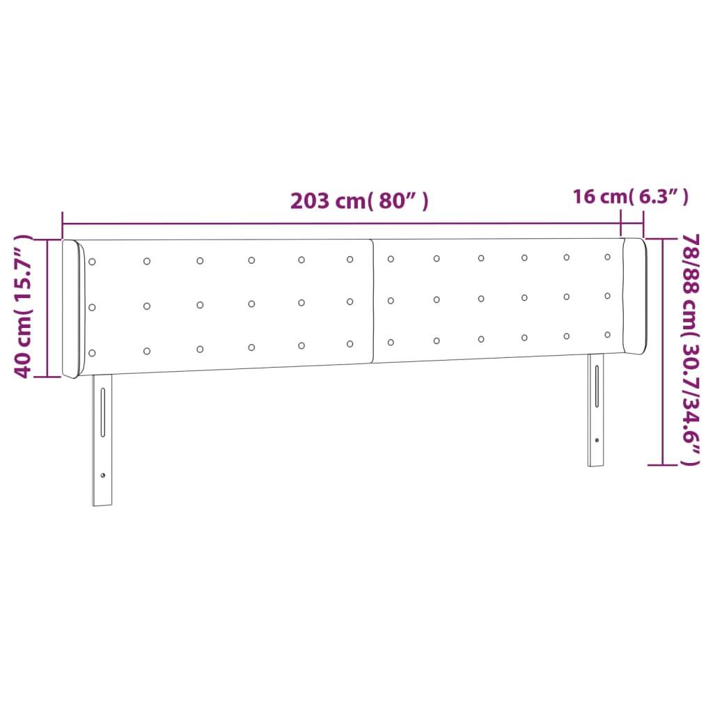 vidaXL Kopfteil mit Ohren Hellgrau 203x16x78/88 cm Stoff