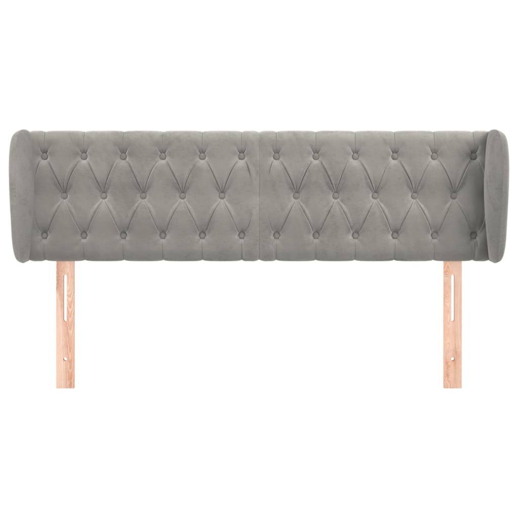 vidaXL Kopfteil mit Ohren Hellgrau 147x23x78/88 cm Samt
