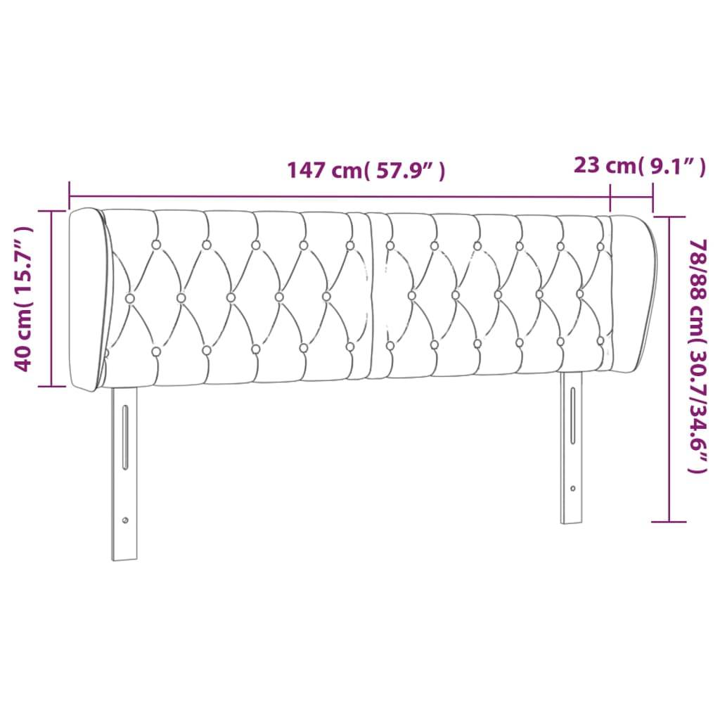 vidaXL Kopfteil mit Ohren Hellgrau 147x23x78/88 cm Samt