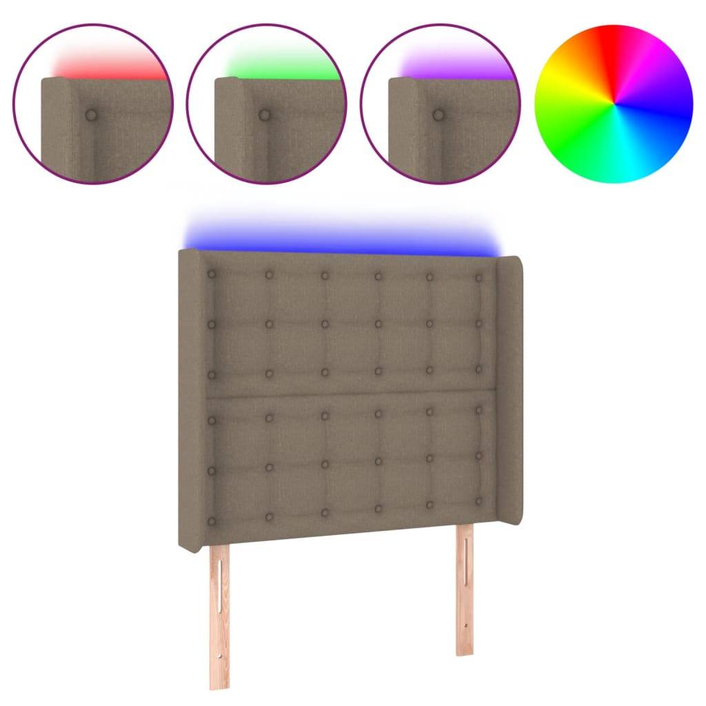 vidaXL LED Kopfteil Taupe 103x16x118/128 cm Stoff