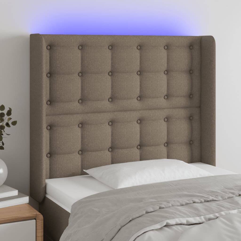 vidaXL LED Kopfteil Taupe 103x16x118/128 cm Stoff