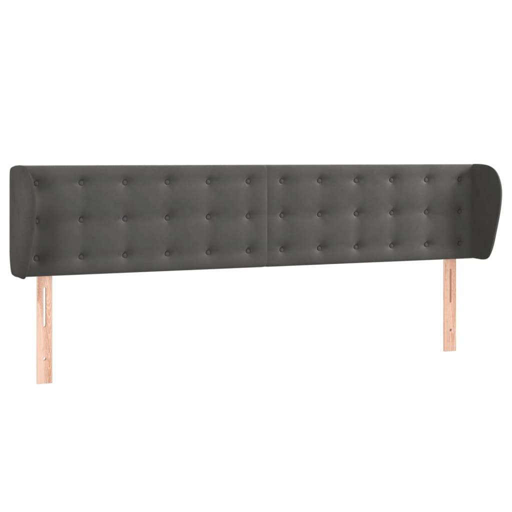 vidaXL Kopfteil mit Ohren Dunkelgrau 203x23x78/88 cm Samt