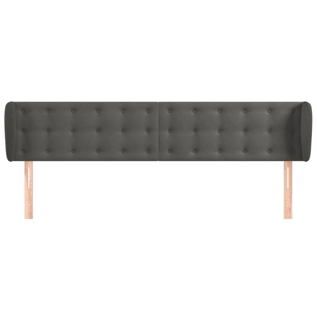 vidaXL Kopfteil mit Ohren Dunkelgrau 203x23x78/88 cm Samt