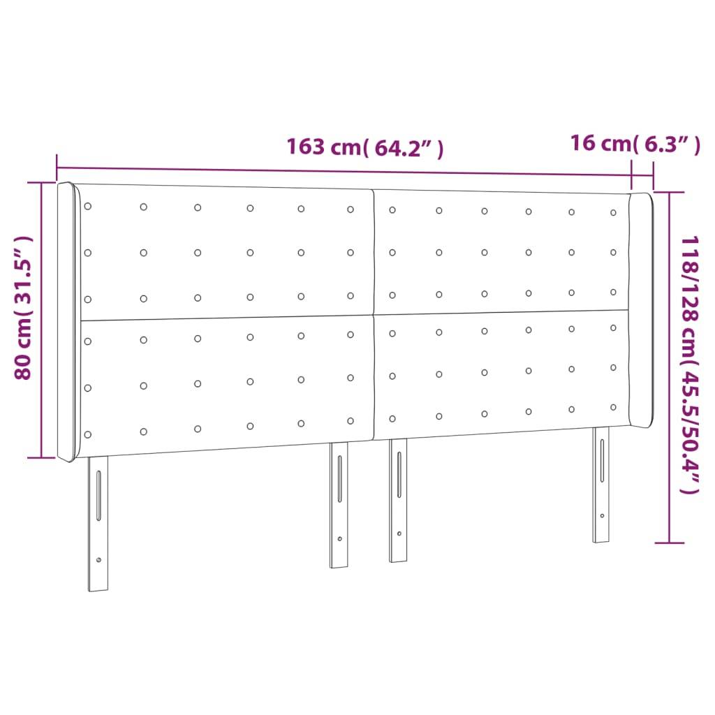 vidaXL Kopfteil mit Ohren Dunkelgrau 163x16x118/128 cm Stoff