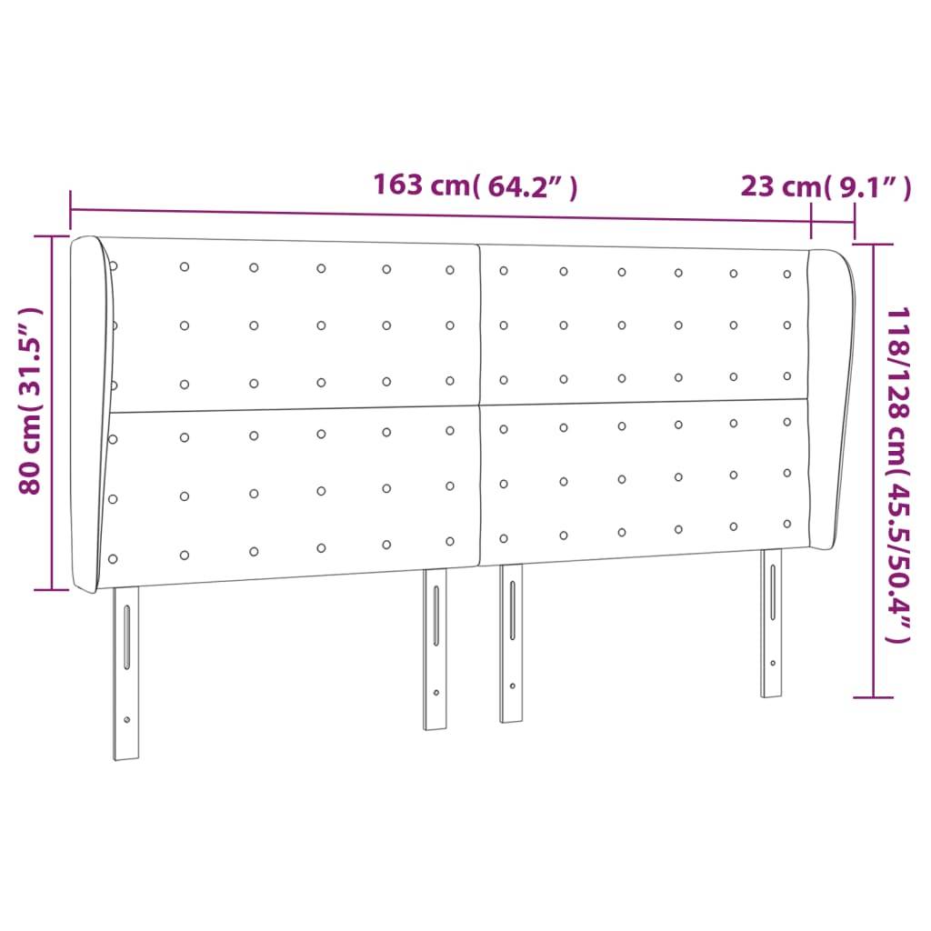vidaXL Kopfteil mit Ohren Taupe 163x23x118/128 cm Stoff
