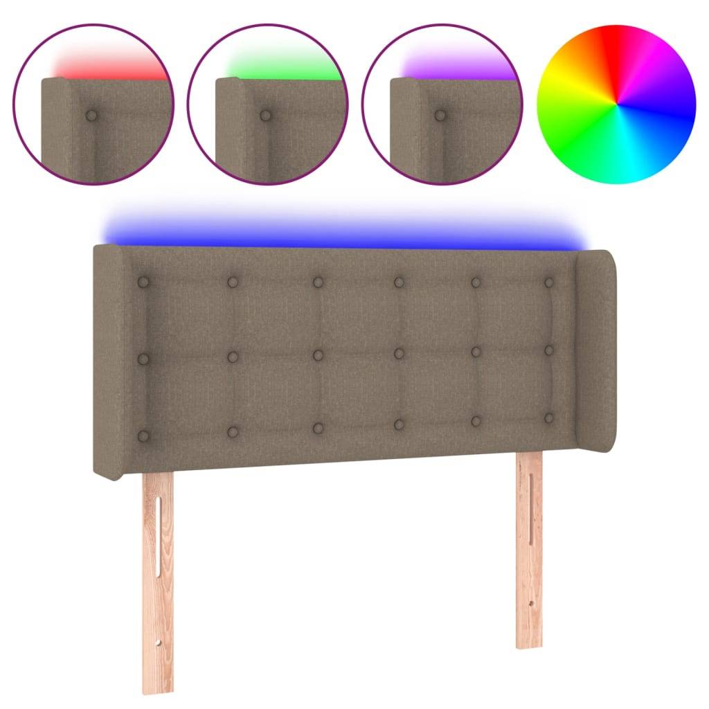vidaXL LED Kopfteil Taupe 93x16x78/88 cm Stoff