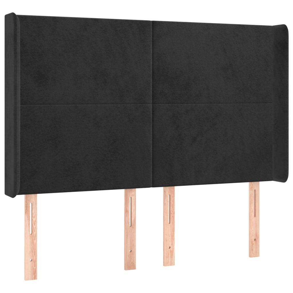 vidaXL Kopfteil mit Ohren Schwarz 147x16x118/128 cm Samt