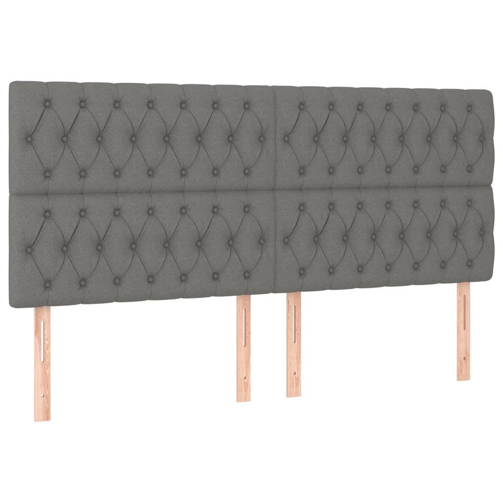 vidaXL Kopfteile 4 Stk. Dunkelgrau 100x7x78/88 cm Stoff