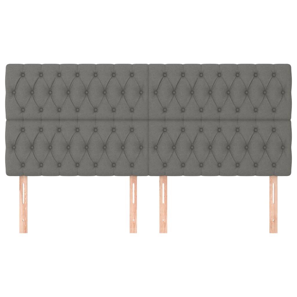 vidaXL Kopfteile 4 Stk. Dunkelgrau 100x7x78/88 cm Stoff