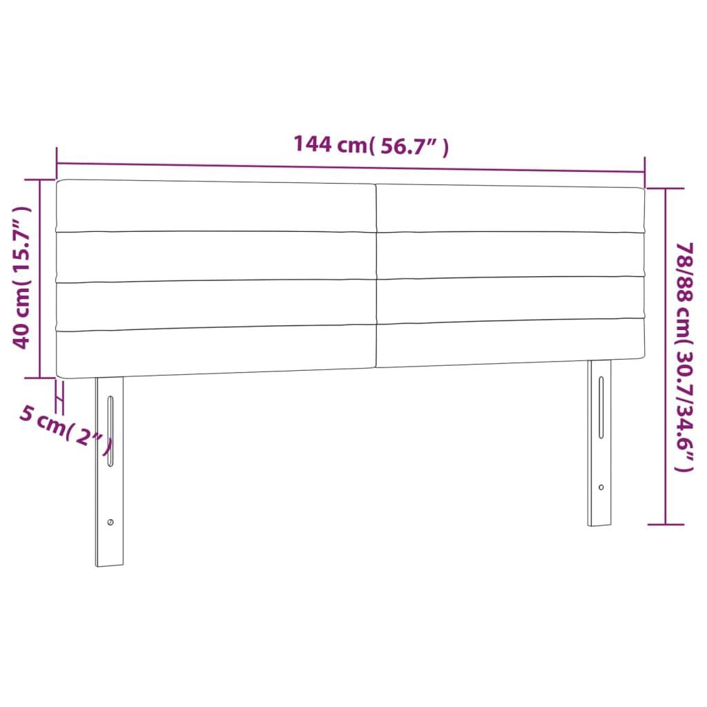 vidaXL LED Kopfteil Dunkelgrau 144x5x78/88 cm Stoff