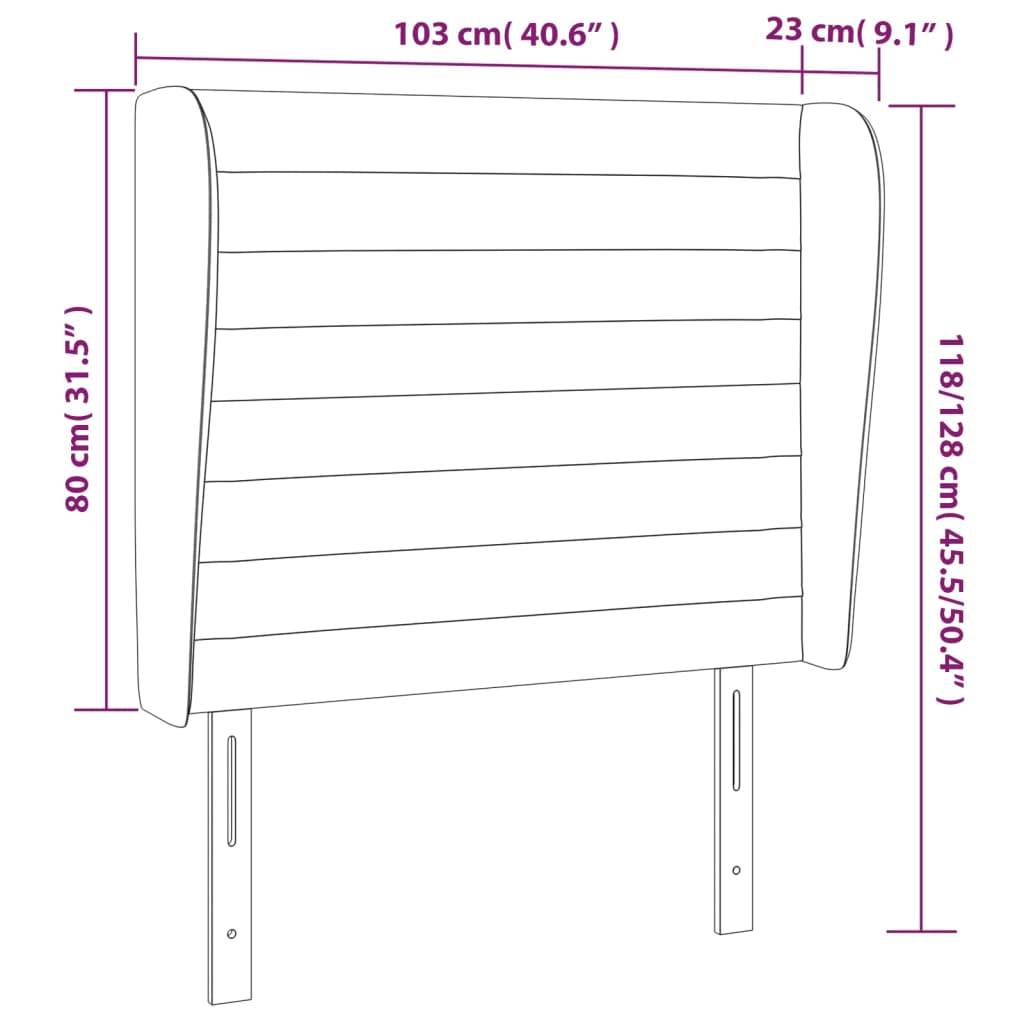 vidaXL Kopfteil mit Ohren Schwarz 103x23x118/128 cm Samt
