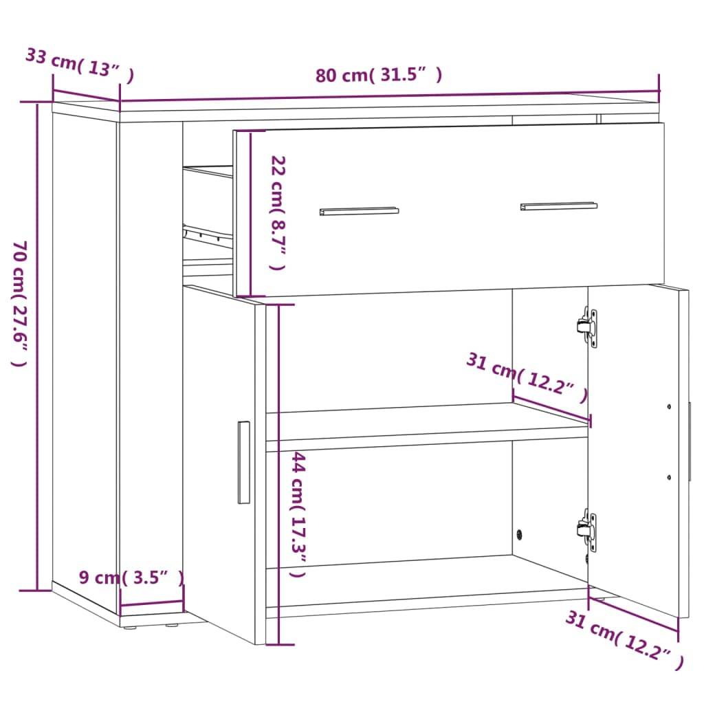 vidaXL Sideboard Räuchereiche 80x33x70 cm Holzwerkstoff