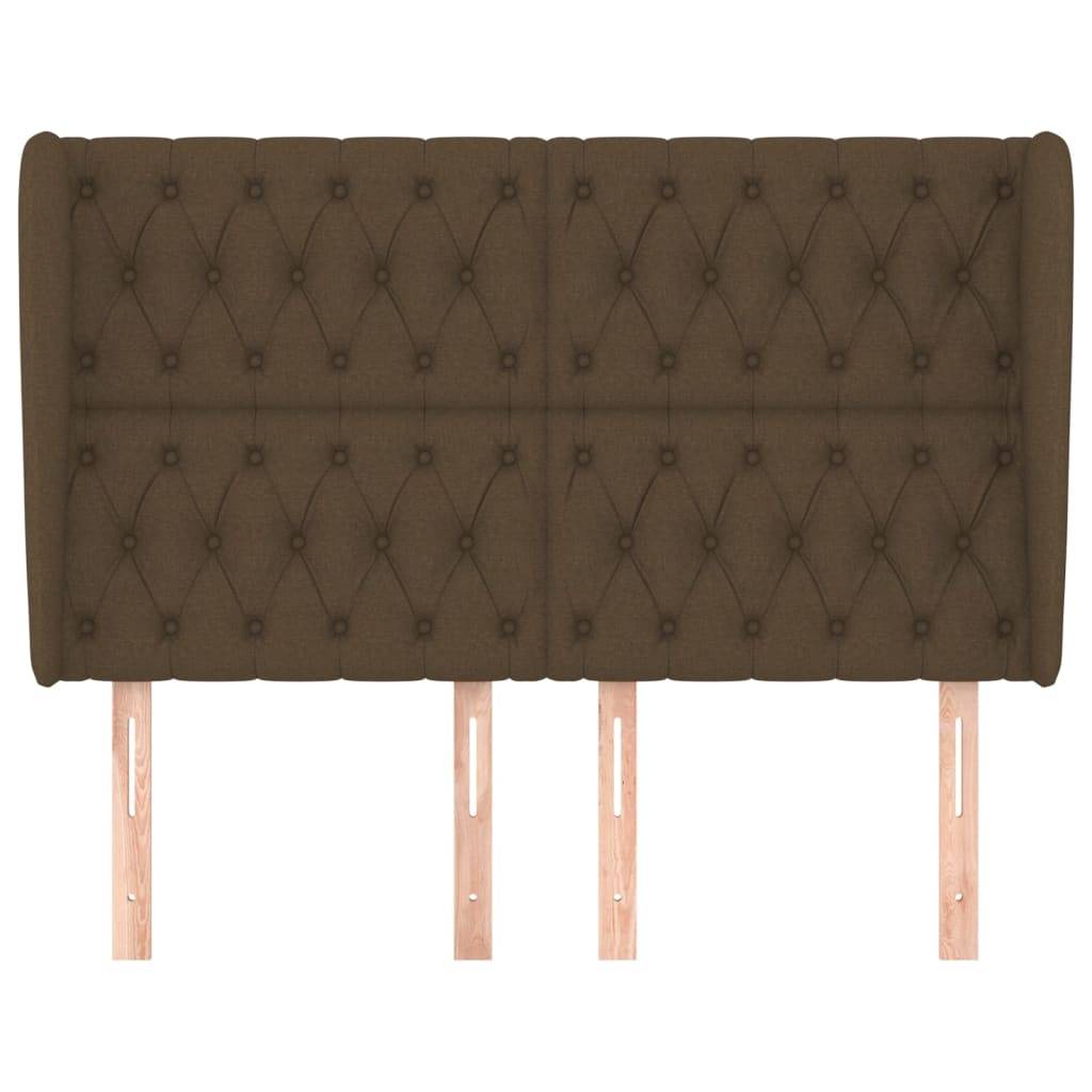 vidaXL Kopfteil mit Ohren Dunkelbraun 147x23x118/128 cm Stoff