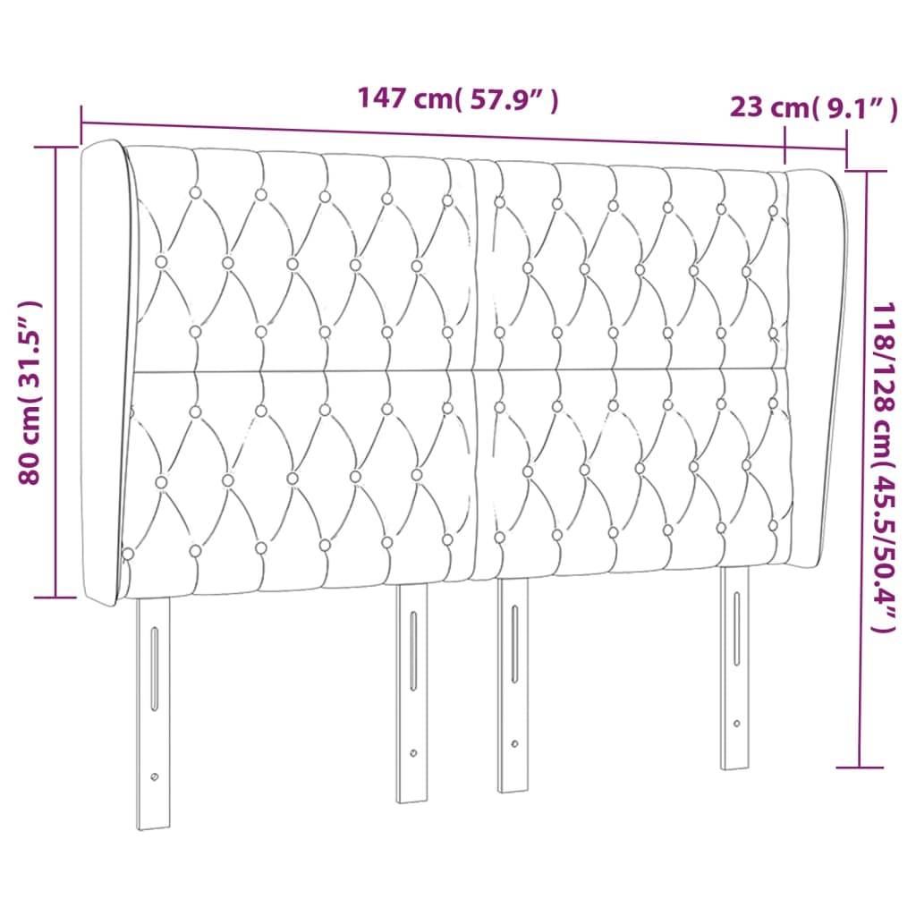 vidaXL Kopfteil mit Ohren Dunkelbraun 147x23x118/128 cm Stoff