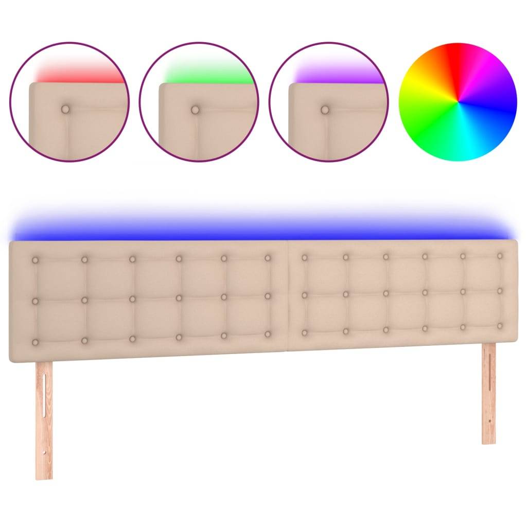 vidaXL LED Kopfteil Cappuccino-Braun 200x5x78/88 cm Kunstleder