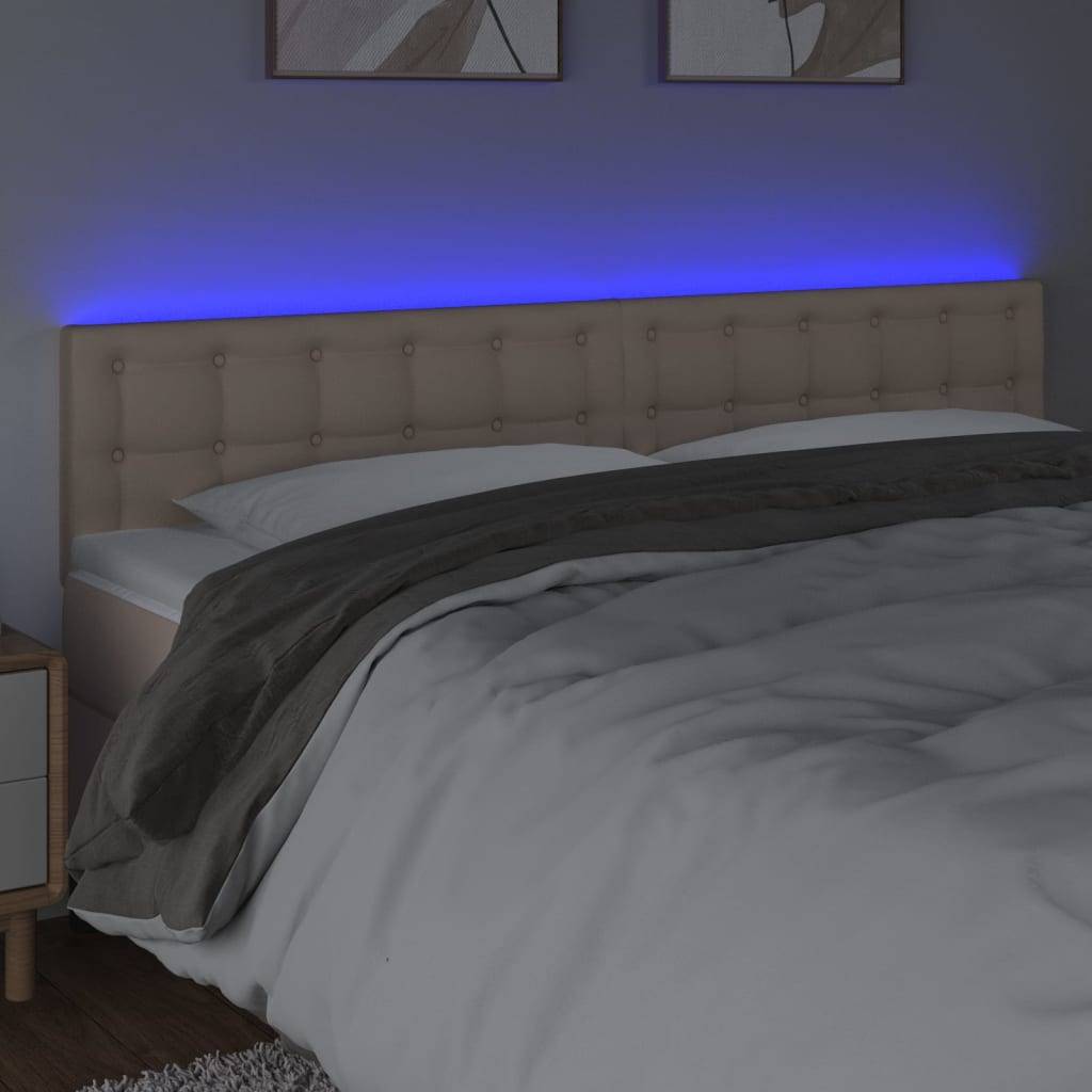 vidaXL LED Kopfteil Cappuccino-Braun 200x5x78/88 cm Kunstleder