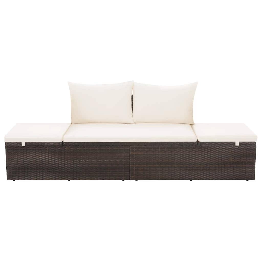 vidaXL Gartenbett Braun 195×60 cm Poly Rattan