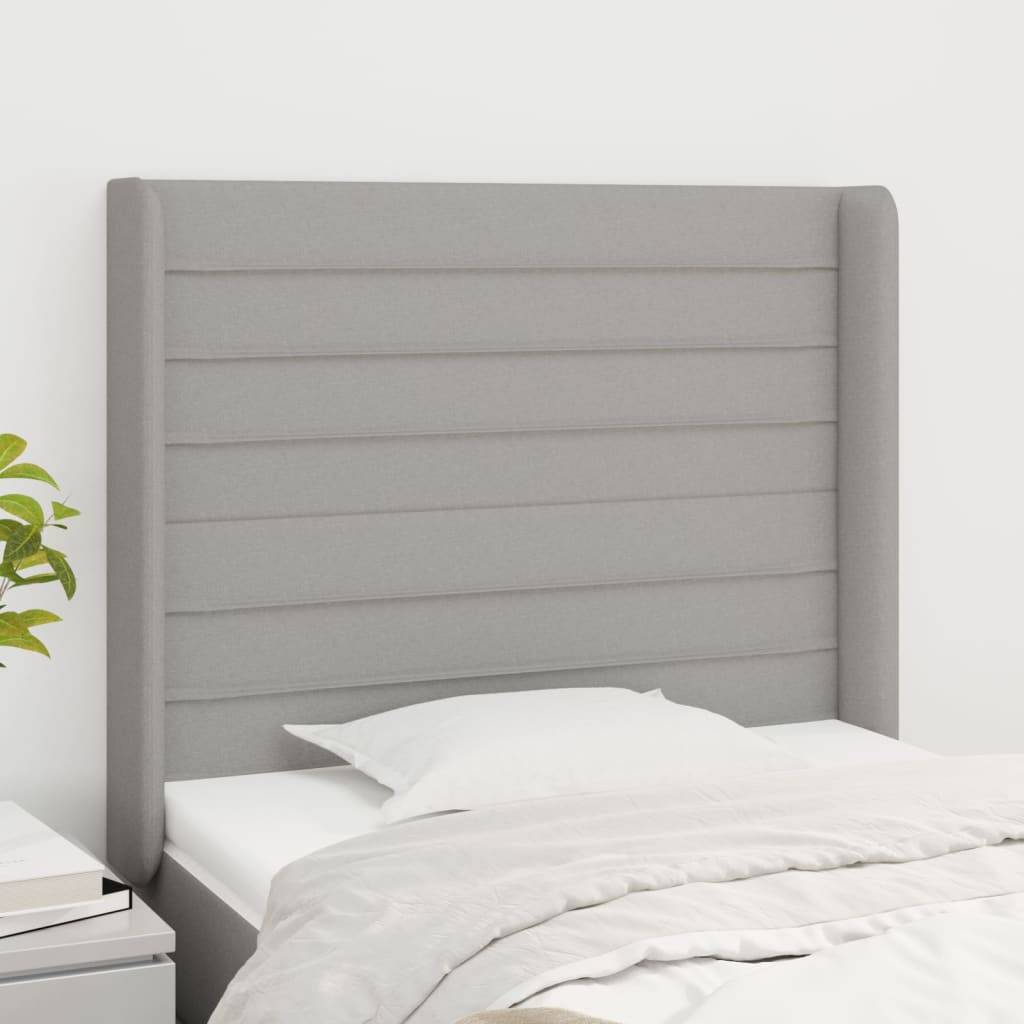 vidaXL Kopfteil mit Ohren Hellgrau 93x16x118/128 cm Stoff