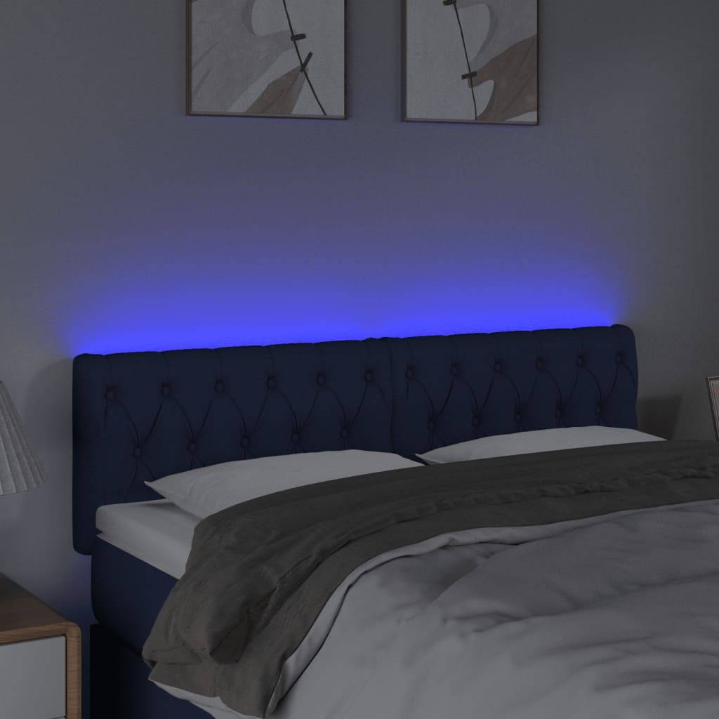 vidaXL LED Kopfteil Blau 144x7x78/88 cm Stoff